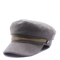Berretto newsboy in lana grigia con catena di foglie dorate e bottoni laterali in metallo - M(56-58cm) / Grigio