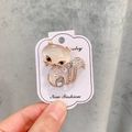 Broche renard en pierre œil-de-chat rose, plaqué or rose et cristaux scintillants - A7-36