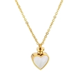 Golden heart necklace with white shell inlay and functional perfume bottle pendant design - Gold Color Style (KN81561-Z)
