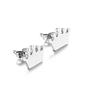 Minimalist silver crown stud earrings with polished finish and butterfly backings - Steel Color (KE89960-K)