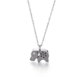 Collar con colgante de elefante plateado con flor calada y ojo de piedra circón - Color Acero