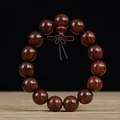 Macro shot of Blood Sandalwood beads showing natural golden stars and silk textures - Plain Style (20200527) / 15 Pieces/Pack / High Density Gold Star (15mm)