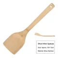 Short natural bamboo spatula with hanging hole for non-stick pans, 30x7.5cm size - Short Curved Spatula