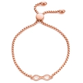 Pulsera de oro rosa con símbolo de infinito y cadena de caja ajustable para mujer - Oro rosa