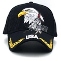 Black camouflage baseball cap featuring eagle embroidery and NATIVE PRIDE USA text design - Adjustable / 02 Black