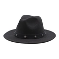 Detailed close-up of a black wool fedora featuring a silver floral metallic hat band - Medium (56-58cm) / Black