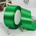 Roll of 4cm bright green satin ribbon with glossy finish for gift packaging and DIY crafts - 4cm x 22m / 19# Green