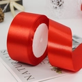 Vibrant red satin polyester ribbon roll with glossy finish for gift wrapping and crafts - 4cm x 22m / 26# Red