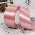 Polished 4cm pink satin ribbon on a roll for elegant gift and flower packaging - 4cm x 22m / 75# Dusty Rose