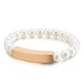 Pulsera de perlas minimalista con una barra rectangular pulida de oro rosa - Oro Rosa (KB130563-KFC)