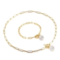 Set gioielli dorati con catena a graffetta, ciondoli a sfera e chiusura a barra - Set di Gioielli Oro (KS136627-Z)