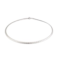 Minimalist silver-toned 4mm flat snake chain choker necklace with textured pattern - Style A Steel (KN33839-Z) / 45cm