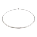 Minimalist 4mm silver titanium steel omega chain choker with textured diamond grid pattern - Style E Steel (KN33837-Z) / 45cm