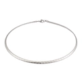 Minimalist 4mm silver titanium steel omega choker necklace with geometric textured finish - Style F Steel (KN33836-Z) / 45cm