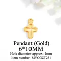 Golden 6x10mm hollow cross charm pendant with 1mm hole for DIY jewelry making - 6x10mm / Gold
