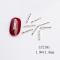 Detailed view of silver alloy nail strip with AB rhinestones measuring 1.9mm by 11.8mm - Silver Row AB Rhinestone (LF2181)