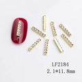 Gold alloy nail art decoration with rhinestones and dimensions 2.1x11.8mm for manicure - Gold Wide Row White Rhinestone (LF2184)