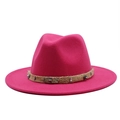 Fuchsia wool felt fedora with straw band featuring a vintage scorpion and turquoise charm - Rose Red