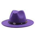 Sombrero fedora de lana morado oscuro con banda de cuero sintético e insignia de escorpión - M (55-58cm) / Morado