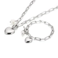 Set collana e bracciale con cuore in acciaio argento con perle e chiusura a levetta - Set Acciaio (KS135415-Z)