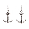 Vintage silver anchor drop earrings with rope detail for a retro nautical aesthetic - Anchor