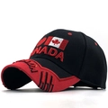 Berretto da baseball classico con ricamo della bandiera canadese in nero e rosso - Regolabile / Nero Rosso-CANADA Cuore Ricamo (04)