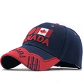 Berretto da baseball blu navy e rosso con ricamo bandiera Canada e scritte 3D - Regolabile / Blu Notte Rosso-CANADA Cuore Ricamo (03)