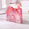 Pink European candy box with unicorn flower patterns and pink satin ribbon bow - Small / Pink Unicorn Guard Love (Pink Ribbon)