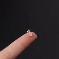 Pink teardrop stud earring with gold-plated edges and sparkling cubic zirconia stones - Pink Water Drop Style (7#G)