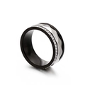 Black and silver stainless steel ring with wave texture and sparkling zircon inlay - US 6 / Black Silver Wave Zirconia Style (KR86972-K)