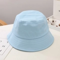 Detail of light blue cotton sun hat featuring reinforced multi-row stitching on the brim - 52cm (2-6 Years) / Light Blue