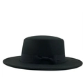 Dettaglio di cappello in feltro di lana nero con nastro e fiocco decorativo - M (56-58cm) / Nero