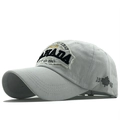 Berretto da baseball vintage in cotone grigio chiaro con ricamo foglia d'acero del Canada - Regolabile / Bianco