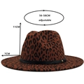 Luipaardprint fedora hoed met brede rand en maatspecificatie 56-58cm voor unisex - M (56-58cm) / Wijnrode Luipaard