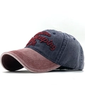 Cappellino da baseball vintage in cotone blu navy e bordeaux con ricamo Mountain - Regolabile / Blu navy