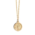 Collana placcata oro 18K con pendente a moneta rotonda 3D su sfondo bianco - 16mm / Oro
