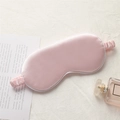 Soft pink satin sleep mask with elastic headband and smooth silk texture finish - No. 23 Pink with White Edge