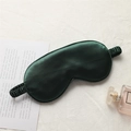Deep green faux silk sleep eye mask with an elastic strap for travel and sleeping - Trend Green