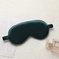 Forest green satin silk sleep mask with elastic headband on a soft fabric base - Dark Green