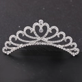 Silver crown hair comb with heart hollow design and sparkling rhinestones for girls - F024 Hair Comb