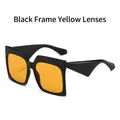 Fashionable square sunglasses with thick black frames and contrast yellow lenses - Black Frame Yellow Lens