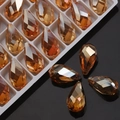 Golden faceted teardrop crystal beads with top holes for DIY jewelry making - Wine Red Plated
