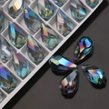 Water drop crystal pendants with AB coating for DIY jewelry making and crafts - Transparent Green