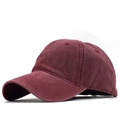 Classic washed cotton baseball cap in burgundy with a vintage minimalist plain design - Adjustable / Burgundy