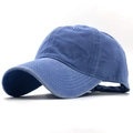 Adjustable washed cotton baseball cap in vintage blue with a curved brim design - Adjustable / Blue