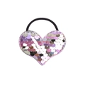 Sparkling heart hair tie with gradient pink and silver sequins on a black elastic band - Pink and Silver Gradient Heart (7)