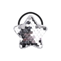 Star-shaped hair tie featuring shimmering silver flip sequins and black elastic band - Silver Sequin Star (14)