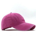 Rose red washed cotton baseball cap with vintage distressed finish and side profile view - Adjustable / Rose Red