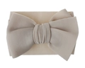Handmade large beige bow baby headband made of soft high-elastic nylon fabric - Beige