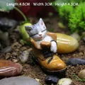 Miniature resin cat in yellow boot ornament, outdoor garden decor, 4.8 x 3 x 4.3 cm - Kitten In Boot / Single Piece